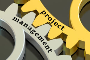 Project Management concept on the gearwheels